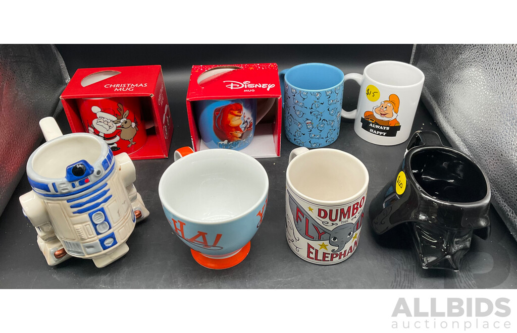 Assorted Collectable Mugs - Star Wars, Christmas & Disney Themed - Lot of 8