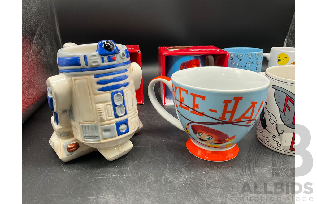 Assorted Collectable Mugs - Star Wars, Christmas & Disney Themed - Lot of 8