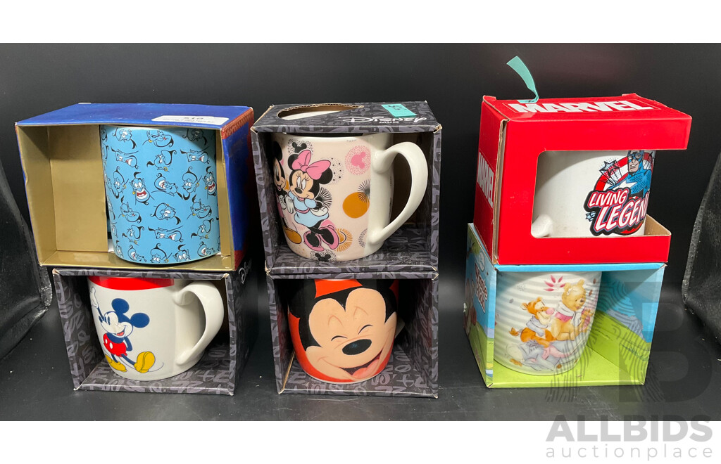 Assorted Collectable Mugs - Star Wars, Marvel, Mickey Mouse, and Other Disney Themed Decorations - Lot of 9