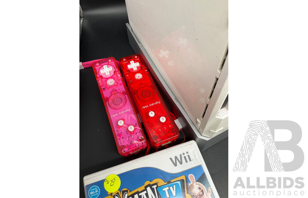 NINTENDO Wii Consoles (RVL-001), Games (x4), Controllers (x3), Nunchucks (x5), Cables and Assorted Accessories