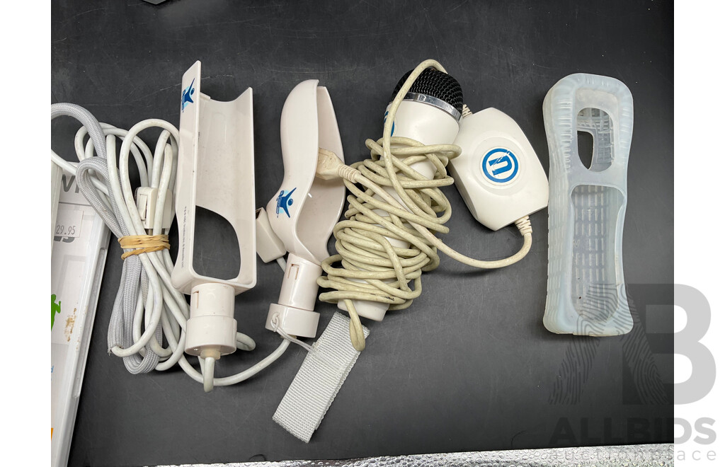 NINTENDO Wii Consoles (RVL-001), Games (x4), Controllers (x3), Cables and Assorted Accessories
