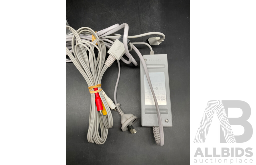 NINTENDO Wii Consoles (RVL-001), Games (x4), Controllers (x3), Cables and Assorted Accessories