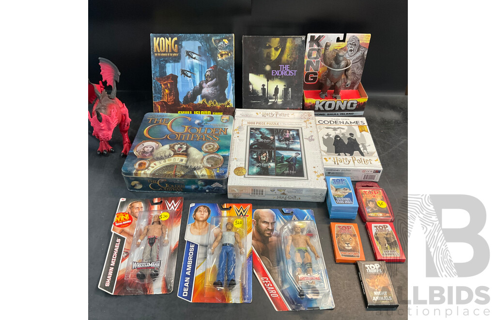 Assorted Board Game, Puzzle & Action Figure Included WWE, Harry Potter, Kong & More