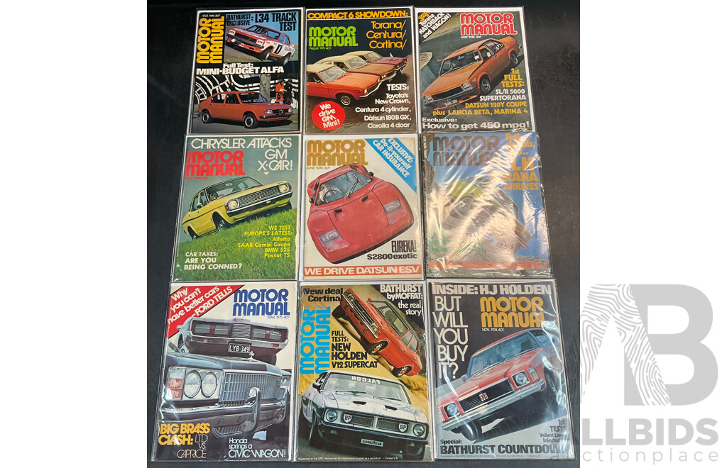 Collection of 9 Vintage MOTOR MANUAL Magazines (1974-1975)
