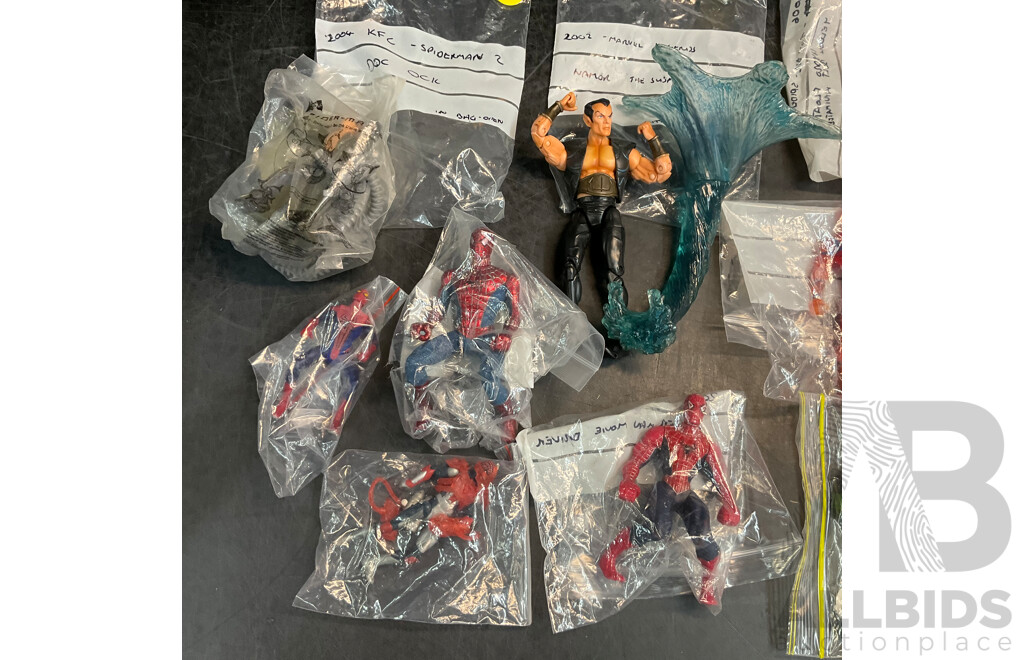 Vintage Collection of Action Figure Included Spider Man, Marvel, Justice League & More