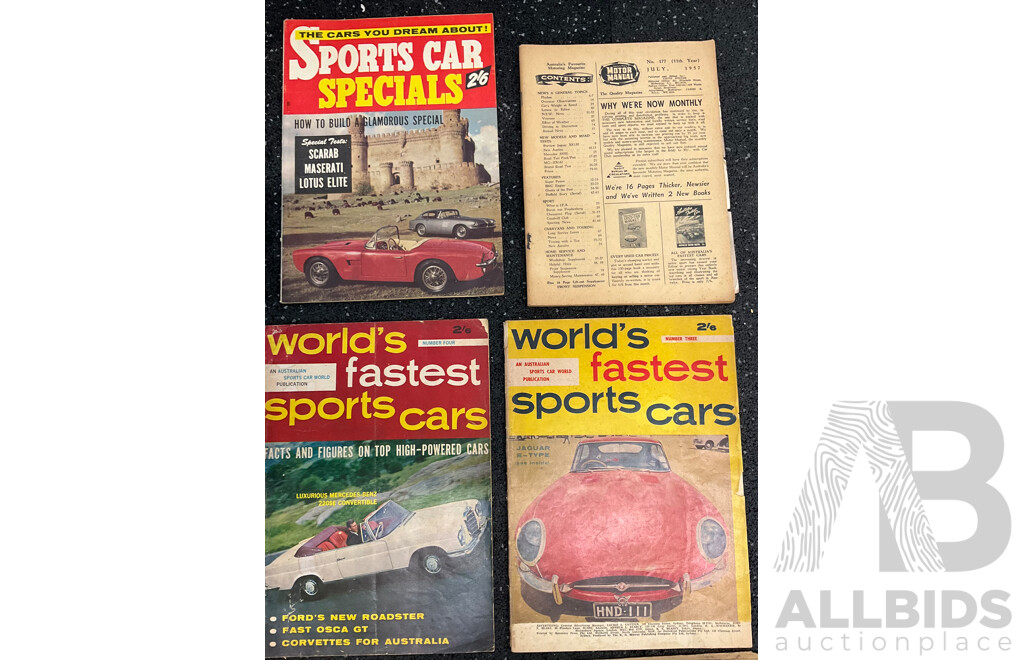 Collection of 14 50s Vintage Magazines,  Including Modern Motor, Sports Cars, Worlds Fastest Sports Cars, Motor Racing, the Autocar and the Motor