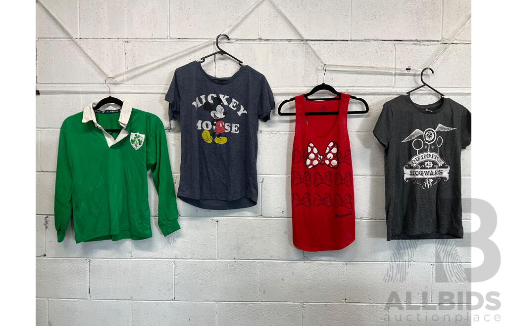 Assorted Disney Clothing Size S (1x Size Mens XXL, 1x Size Kids 12), Including Micky, Star Wars, Batman, Dumbo and More - Lot of 14