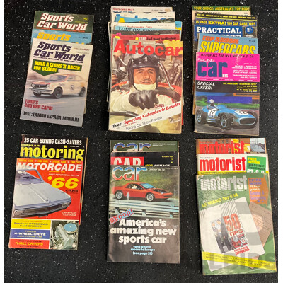 Collection of 26 Vintage Magazines (70s, 80s, 90s) Including Sports Car World, Motorcade, CAR, Autocar, Motorist and More