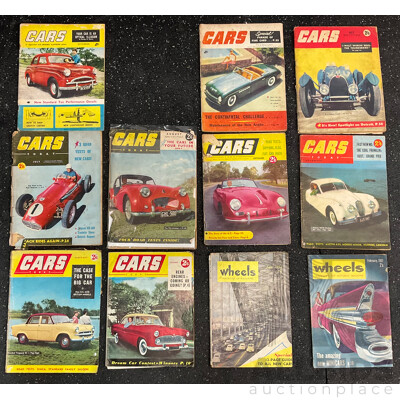 Collection of 11 Vintage Magazines,  Including CARS Today (1954-56) and WHEELS (1654,1957)