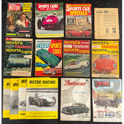 Collection of 14 50s Vintage Magazines,  Including Modern Motor, Sports Cars, Worlds Fastest Sports Cars, Motor Racing, the Autocar and the Motor