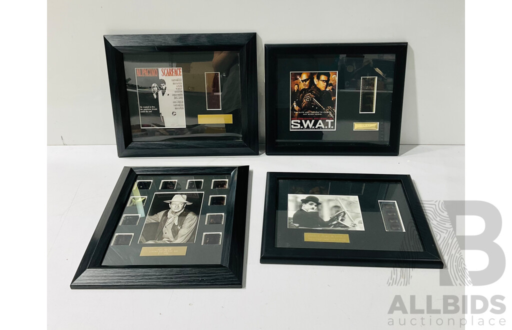 Collection of Framed Presentation Limited Edition Film Cell From Scarface, John Wayne, Charlie Chaplin and S.W.A.T, Most with Certificate of Authenticity