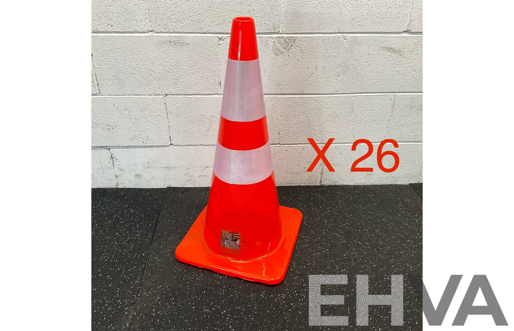 Traffic Cone with Reflective Band 700mm - Lot of 26