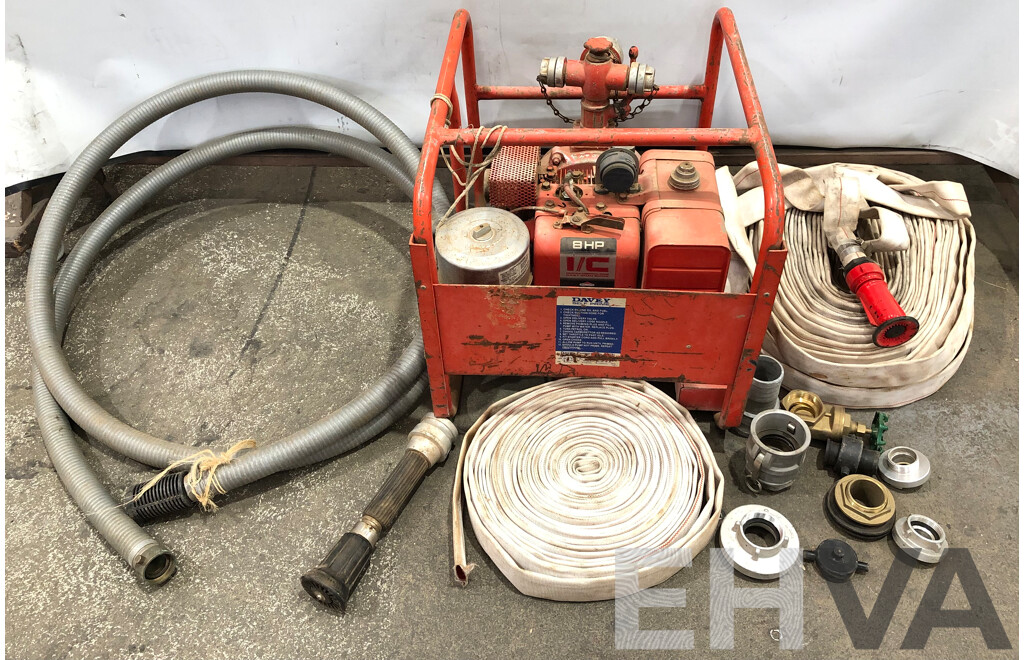 Davey 8HP Four Stroke Self Prime Firefighting Water Pump and Hoses