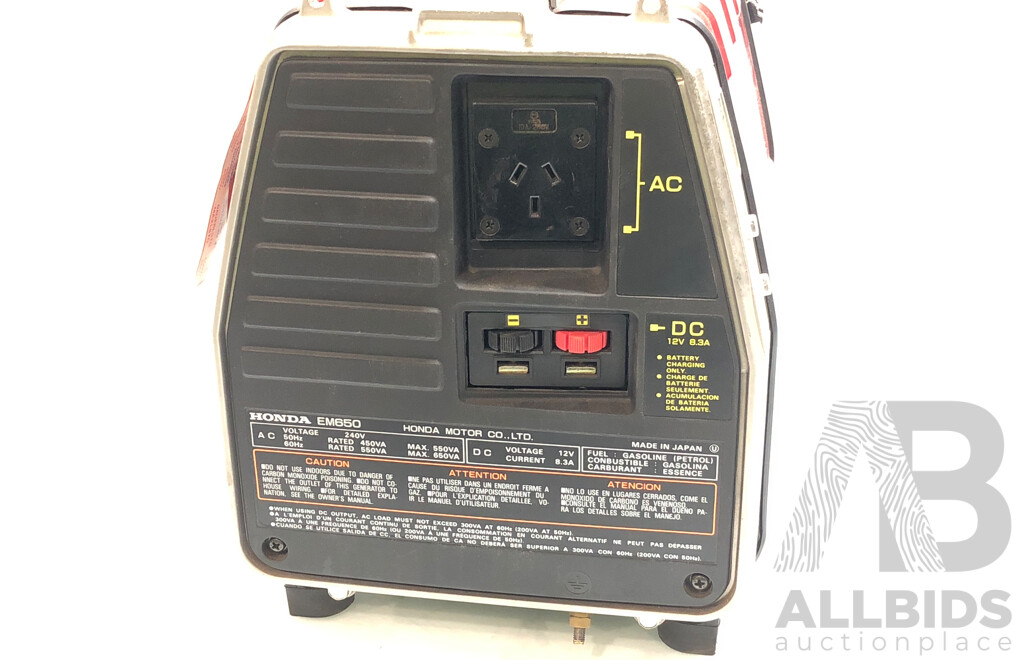 Honda EM650 Four Stroke Petrol Powered Generator