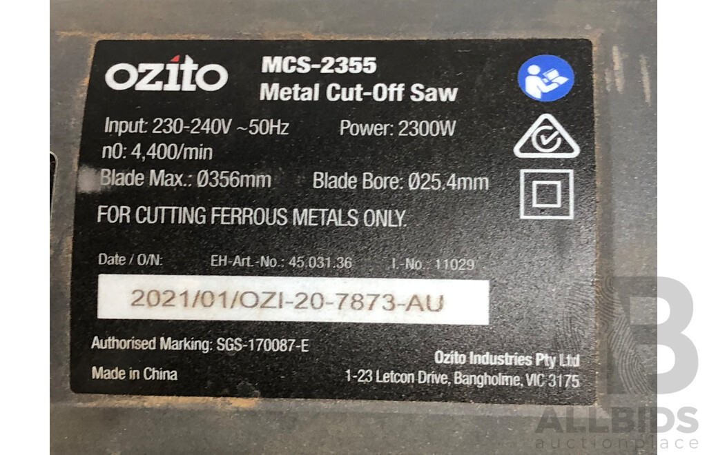 Ozito 355mm Electric Metal Cut Off Saw