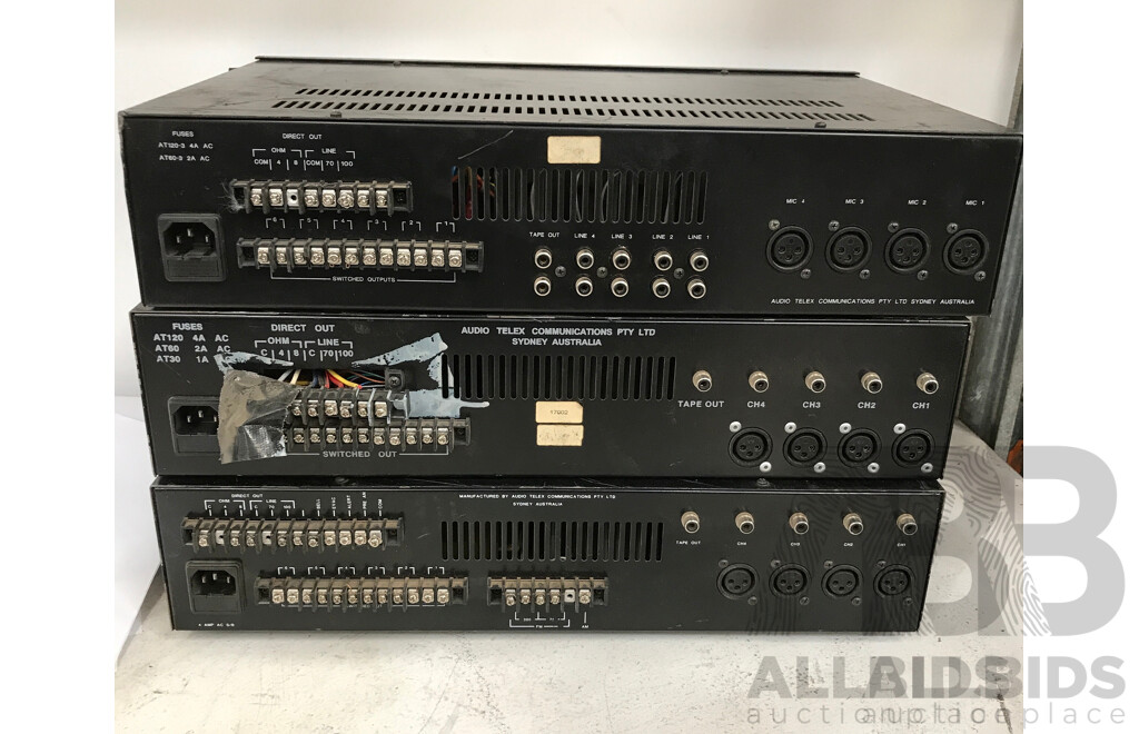 Australian Monitor Audio Telex  (AT120 and AT120-RC) Amplifiers - Lot of 3