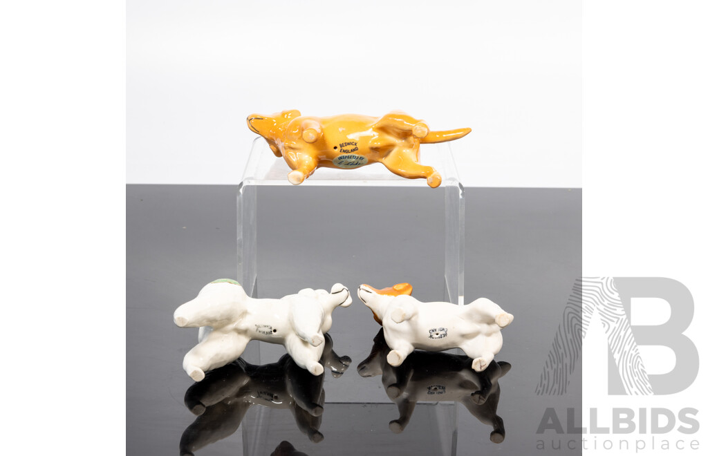 Collection Three Vintage English Beswick Doggie Figures Comprising Poodle, Golden Retriever & Jack Russell