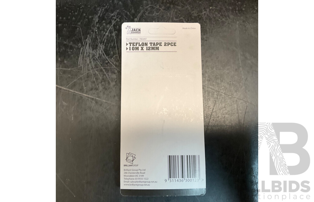 JACK HAMMER Teflon Tape 2 PCE (10mx12mm) - Total in 257 Set