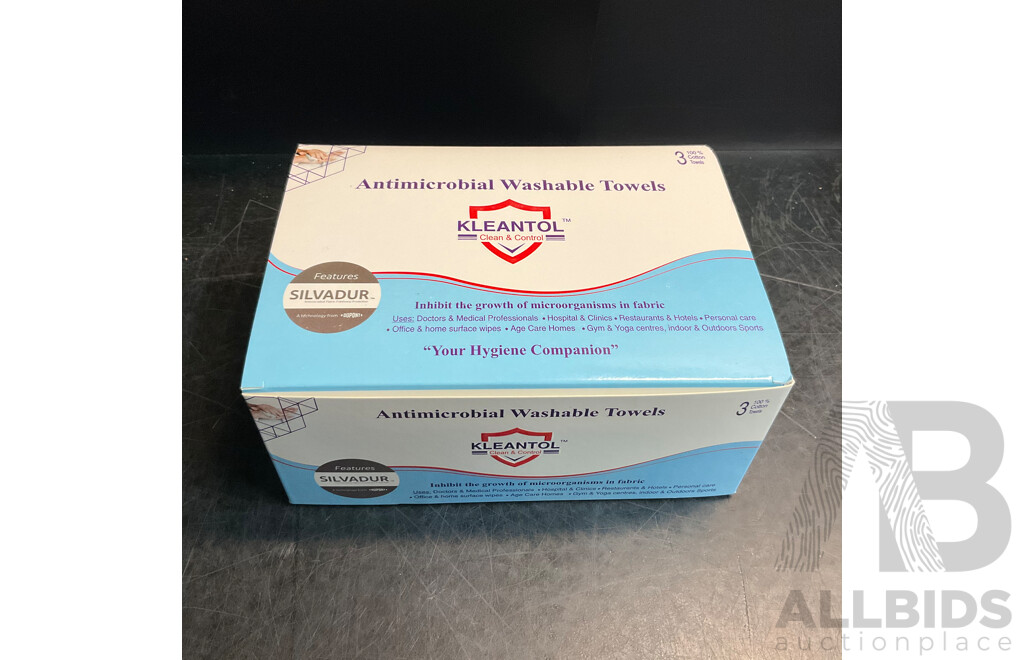KLEANTOL Antimicrobial Washable Towels 3 Packs - Lot of 20