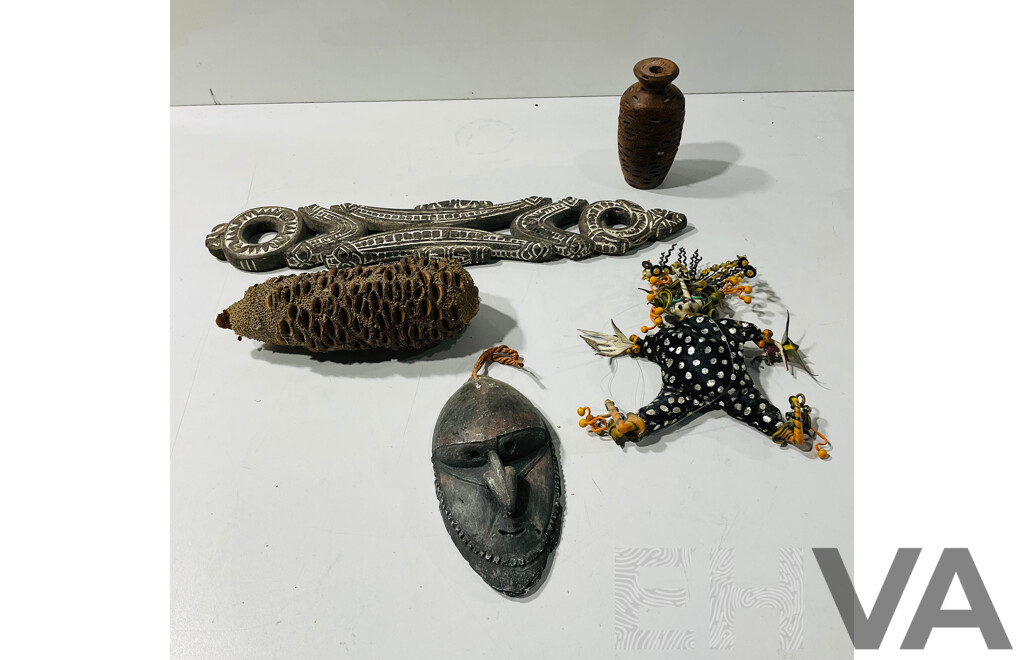 Collection Tribal Pieces Including PNG Ceramic Mask and More