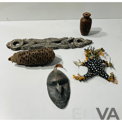 Collection Tribal Pieces Including PNG Ceramic Mask and More