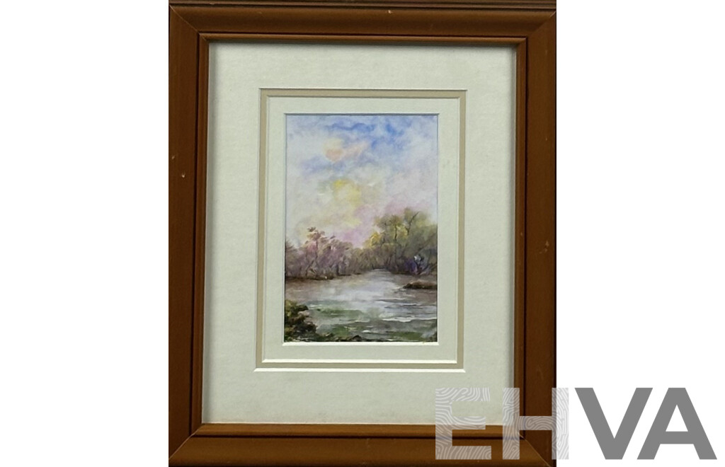 R. Mams, (Date Unknown), Dusk at the Water, Quite Lovely Oil on Card, 31 x 26 cm (frame)