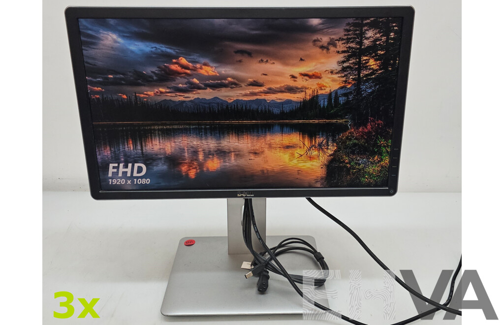Dell (P2214Hb) 22-Inch Full HD (1080p) Widescreen LED-Backlit LCD Monitor - Lot of Three