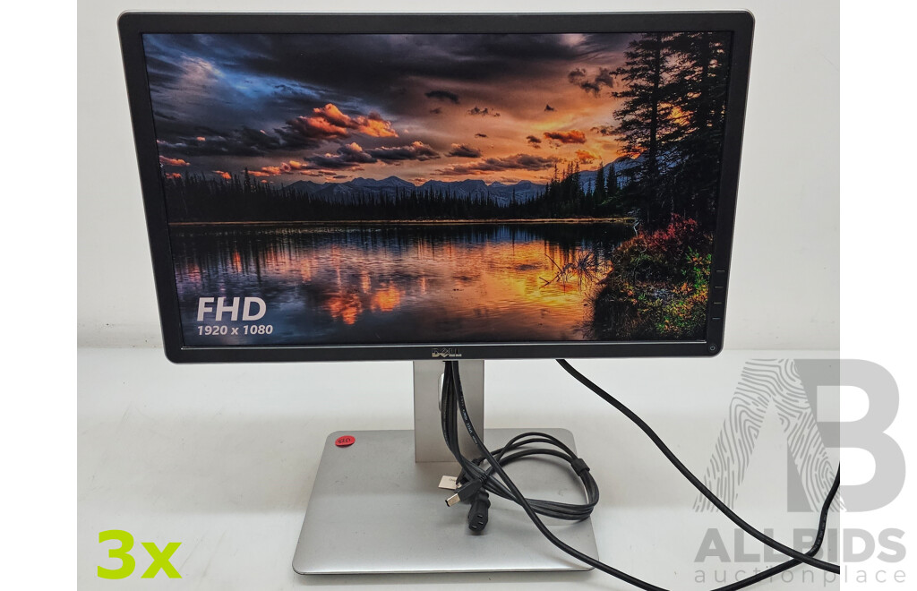 Dell (P2214Hb) 22-Inch Full HD (1080p) Widescreen LED-Backlit LCD Monitor - Lot of Three