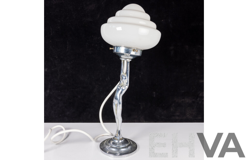 Vintage Art Deco Sprite Lamp with Glass Shade