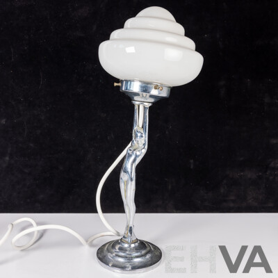 Vintage Art Deco Sprite Lamp with Glass Shade