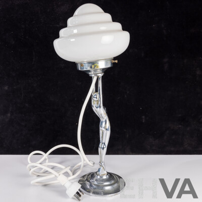 Vintage Art Deco Sprite Lamp with Glass Shade