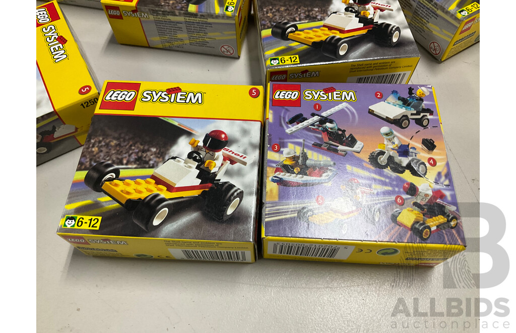 Collection 11 Lego 1250 Shell Racer Sets, New Old Stock Sealed in Boxes