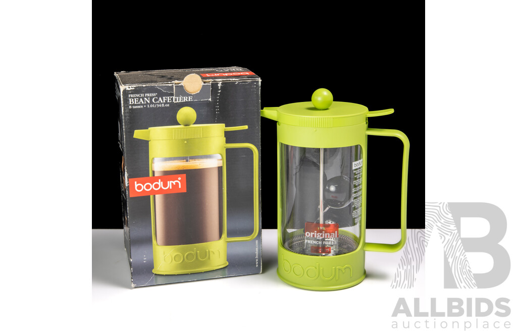 Good Collection Funky Melamine and Plastic Pieces Including Seven Piece Guzzini Anchor Themed Drinks Set, Bodum Coffee Maker in Original Box, Mepal Rosti Bowls and Servers