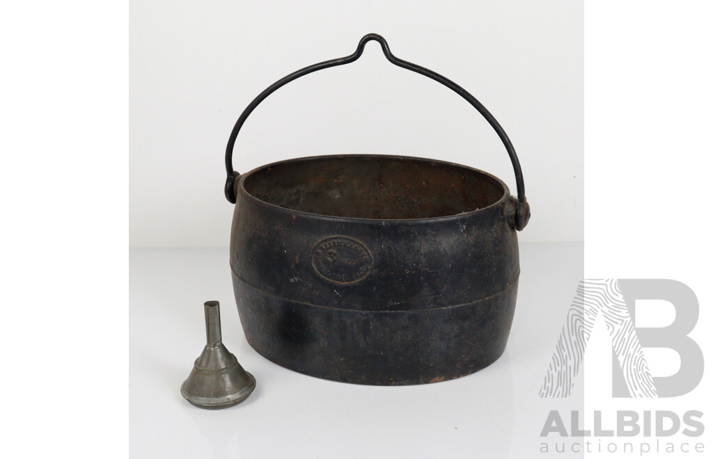 Vintage Kerrick & Sons Three Gallon Cast Iron Camp Cook Pot