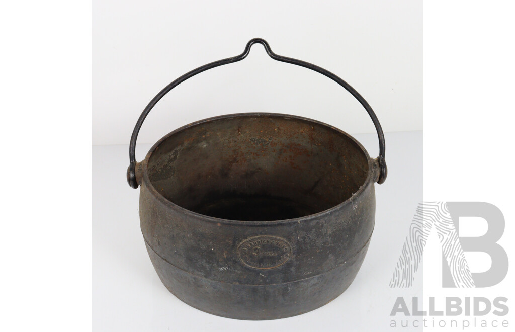 Vintage Kerrick & Sons Three Gallon Cast Iron Camp Cook Pot