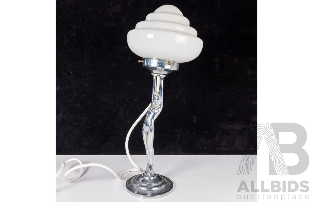 Vintage Art Deco Sprite Lamp with Glass Shade