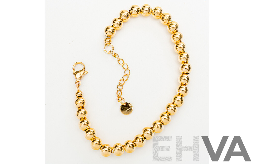 NEW - Torini Stainless Steel Gold Tone Ball Bracelet, Made in Italy, 17+3cm with Extender Chain, 20.0 Grams