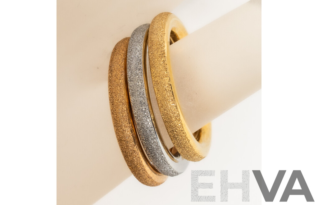 NEW - Torini Gold & Silver Tone Frosted (3) Stacking Ring Collection, Size M, with Packaging