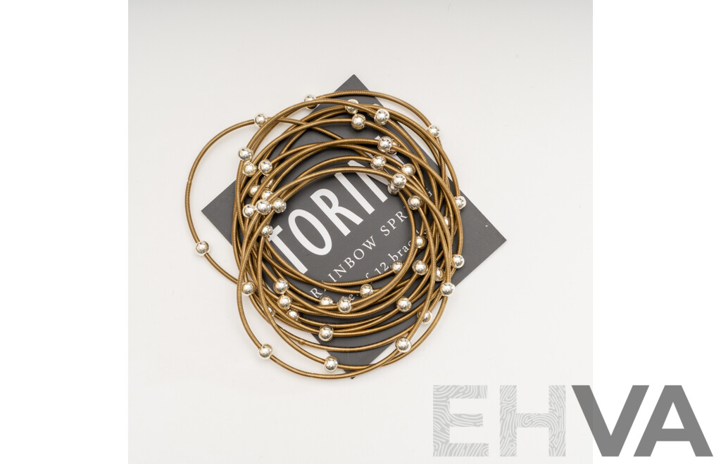 NEW - Torini Rainbow Spring Set of 12 Electroplated Piano Wire Bracelets, Stacking Style