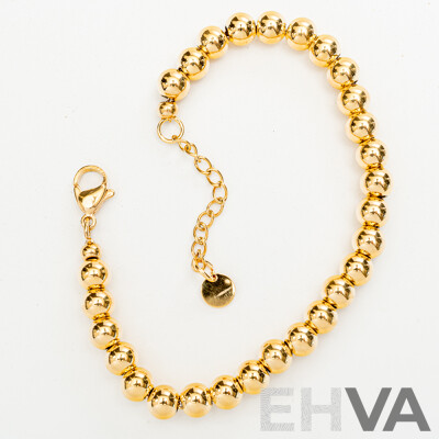 NEW - Torini Stainless Steel Gold Tone Ball Bracelet, Made in Italy, 17+3cm with Extender Chain, 20.0 Grams