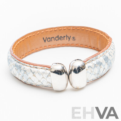 NEW - Vanderley Patterned  Leather Cuff Bangle, 55mm, Made in Italy
