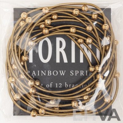 NEW - Torini Rainbow Spring Set of 12 Electroplated Piano Wire Bracelets, Stacking Style