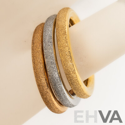 NEW - Torini Gold & Silver Tone Frosted (3) Stacking Ring Collection, Size M, with Packaging
