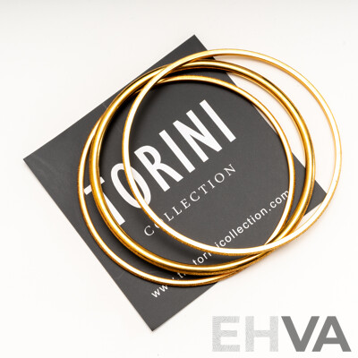 NEW - Torini (3) Gold Tone Frosted Stacking Bangles, 65mm Diameter