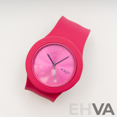 NEW - AIGHT 1am Analogue 42mm Watch with Silicon Wrist Band - Hot Raspberry Pink