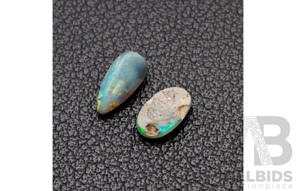 Australian Solid Opal (2) Cabochons, 0.95ct Total