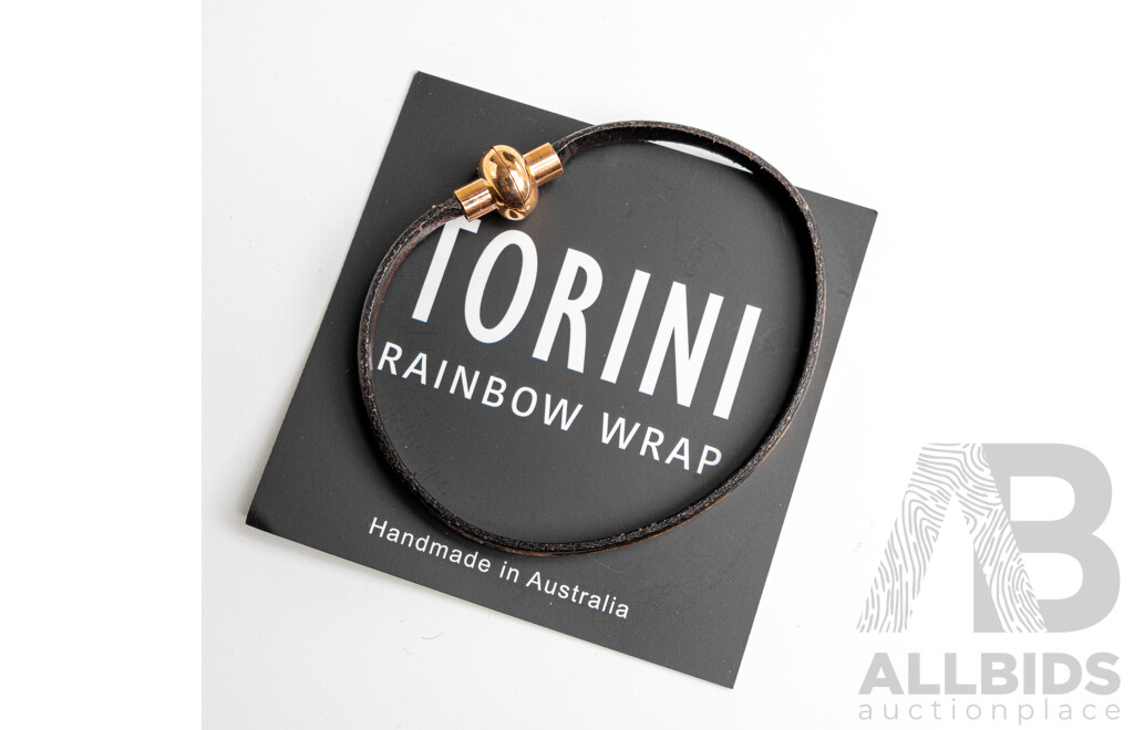 NEW - Torini Rainbow Wrap Leopard Print Leather Bracelet with Magnetic Clasp, 65mm, Triple Wrap