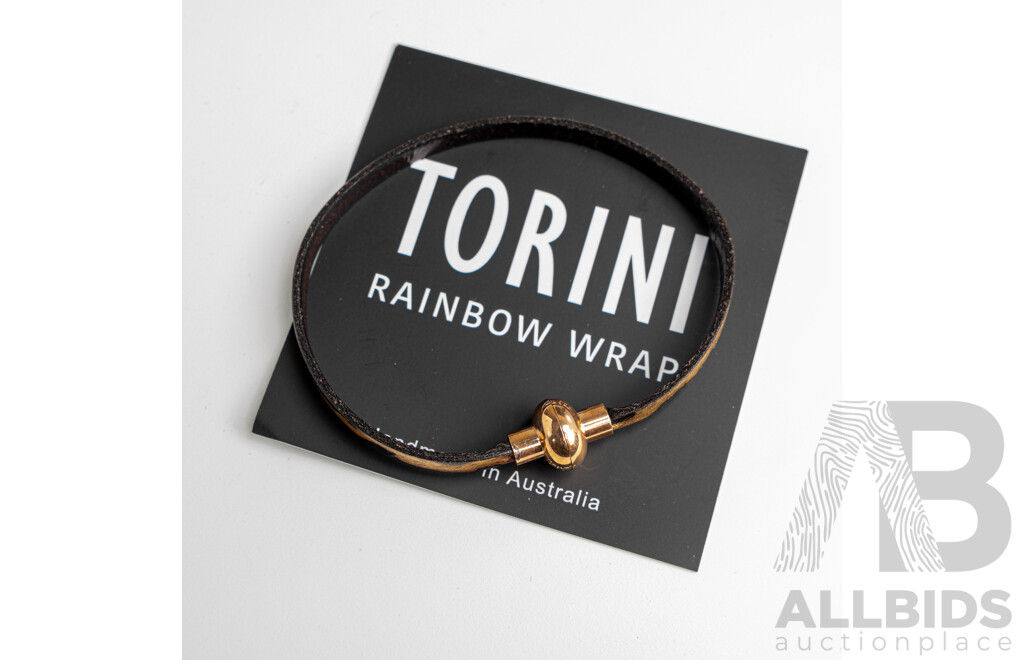 NEW - Torini Rainbow Wrap Leopard Print Leather Bracelet with Magnetic Clasp, 65mm, Triple Wrap