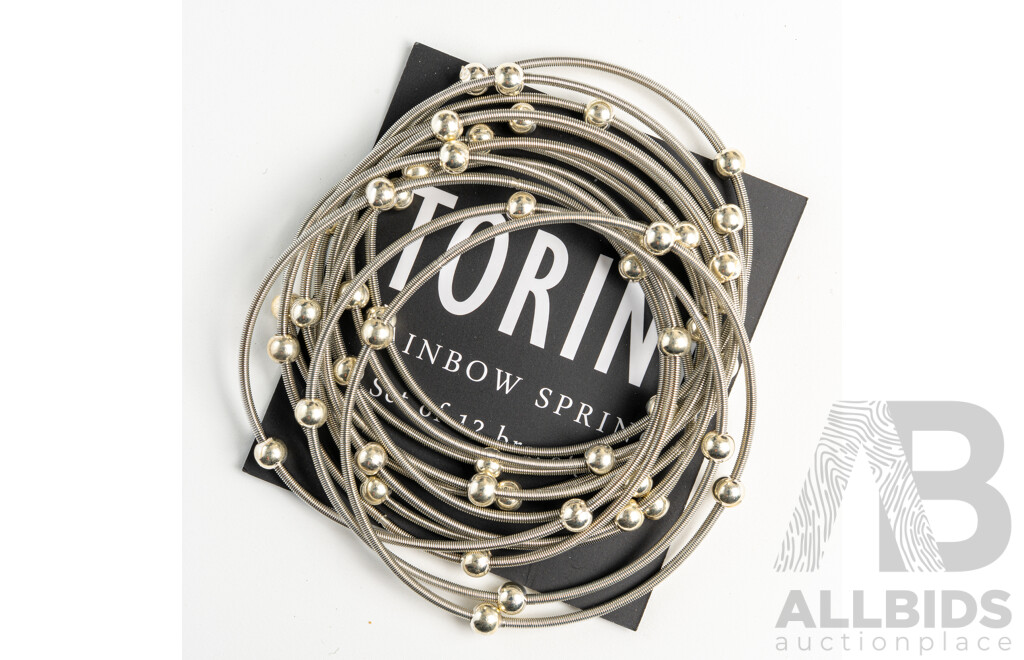 NEW - Torini Rainbow Spring Set of 12 Electroplated Piano Wire Bracelets, 58mm, Stacking Style