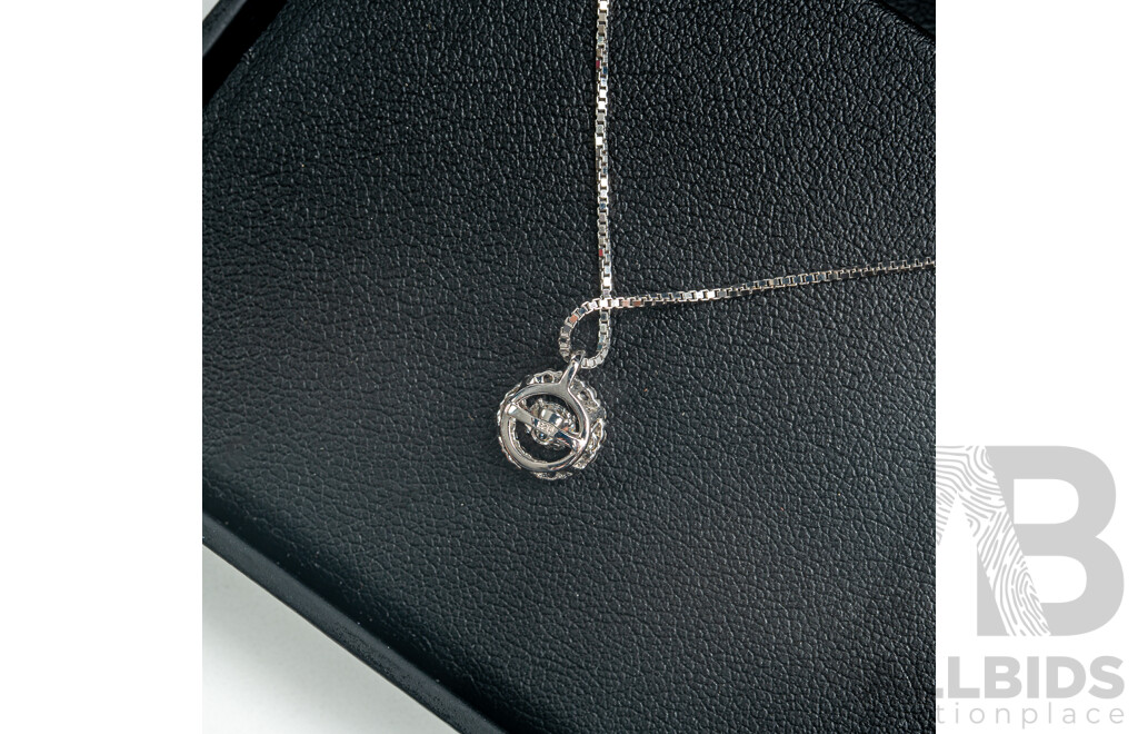 NEW - Dancing Diamond Designs Sterling Silver Halo Cz Pendant on Chain, 40+5cm, 2.65 Grams